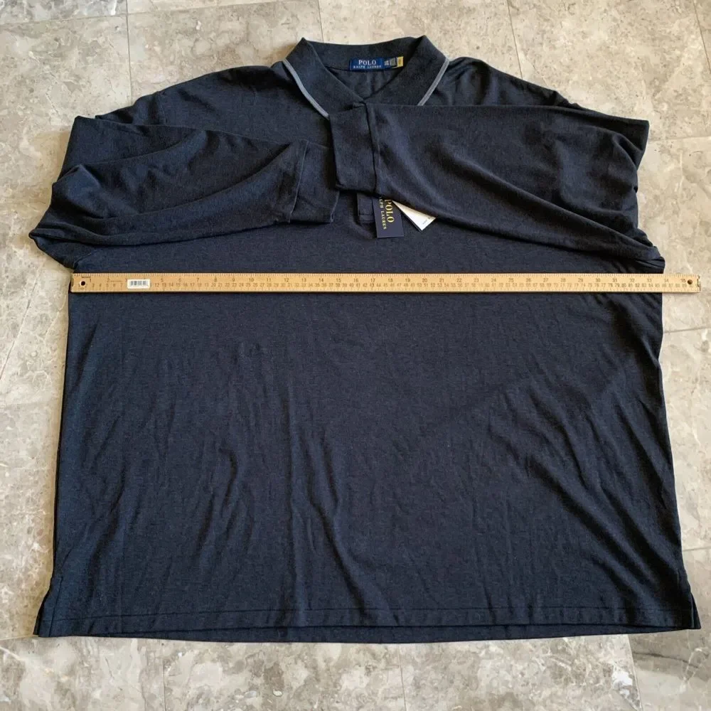 NWT Men's Polo Ralph Lauren Long Sleeve Polo Shirt Soft Cotton Gray 5XB Big